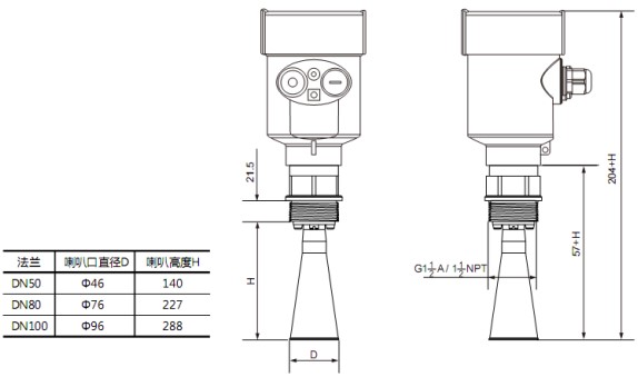 RD-705型油罐雷達液位計尺寸圖